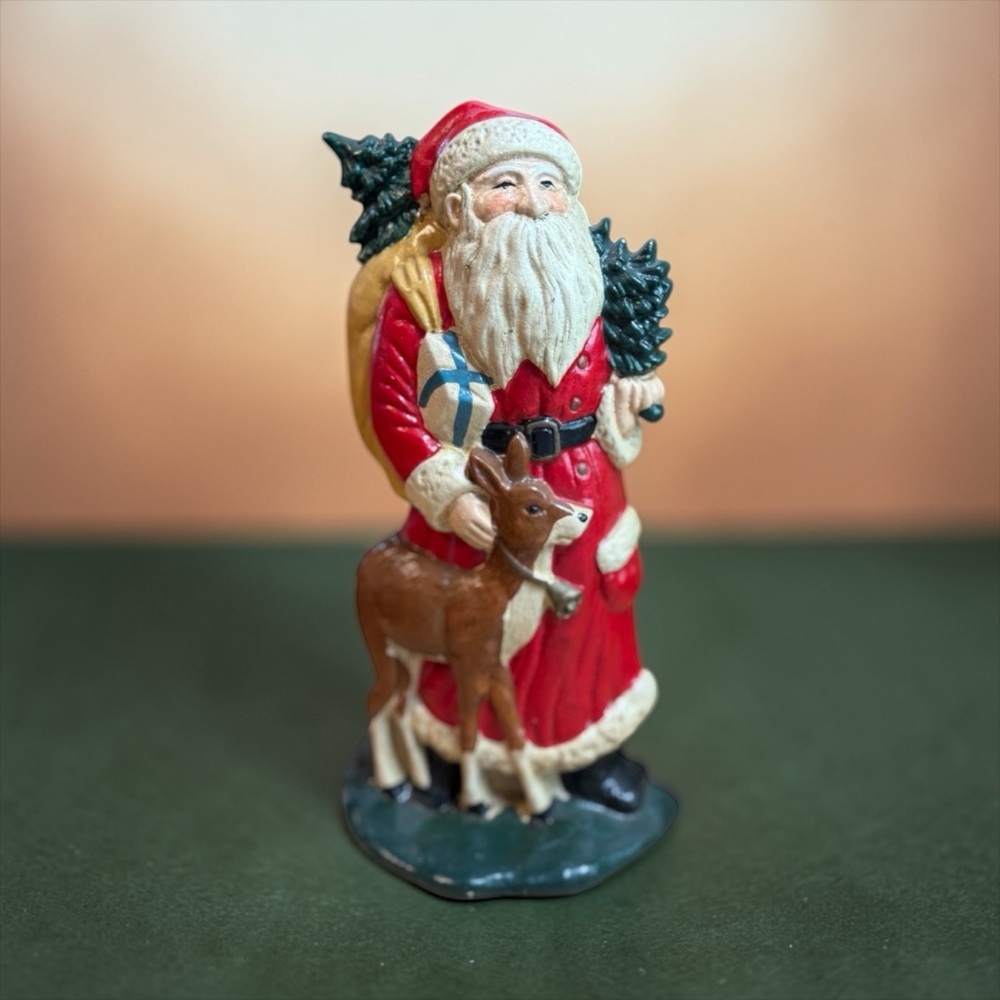 Vintage Upper Deck RARE 1980s Santa Cast Iron Door Stopper 10 1/2” Tall